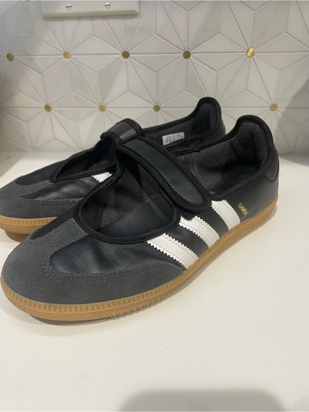 adidas Girls Black and Gray Mary Jane Sneakers with Gum Sole - Picture 2 of 4